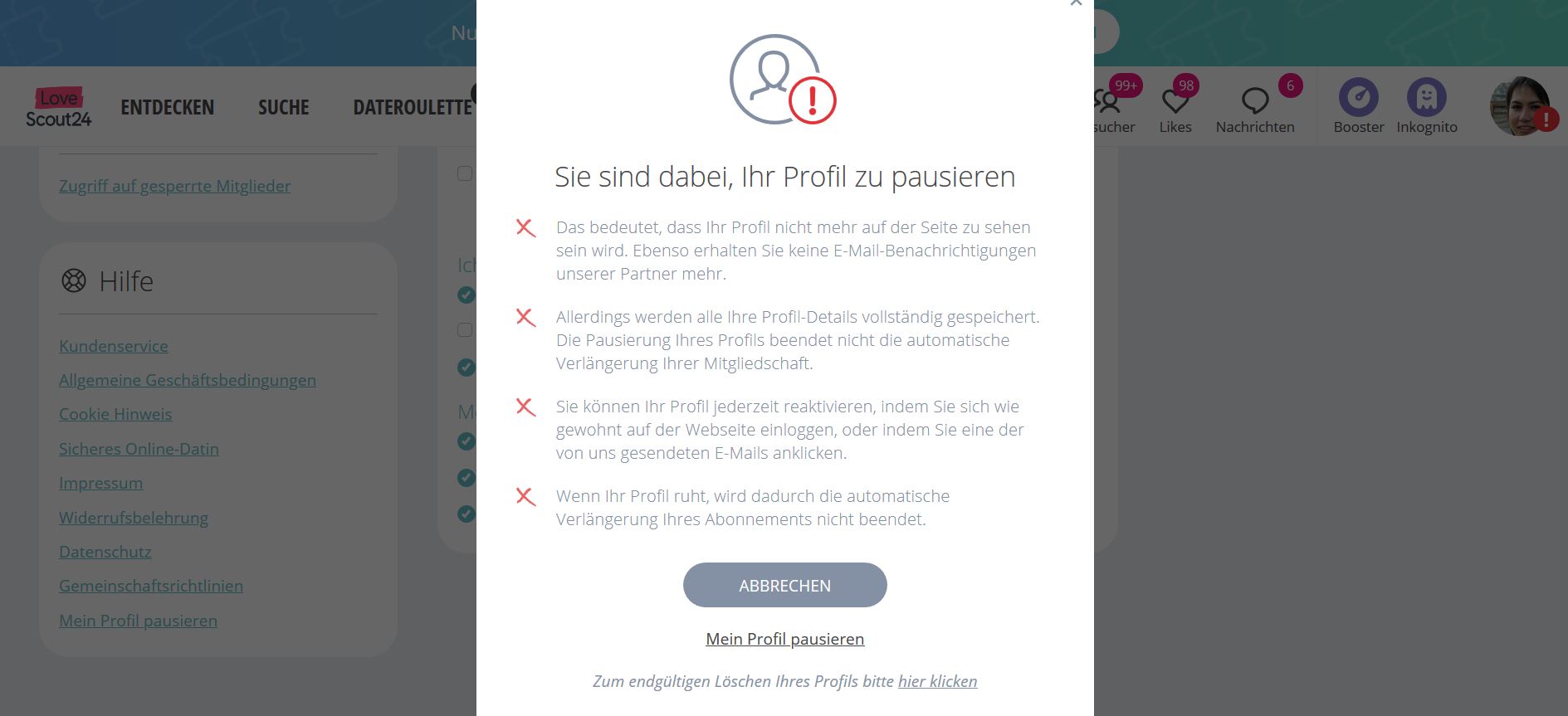 Single.de abo kündigen