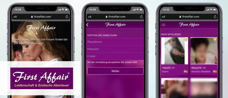 Screenshots FirstAffair app