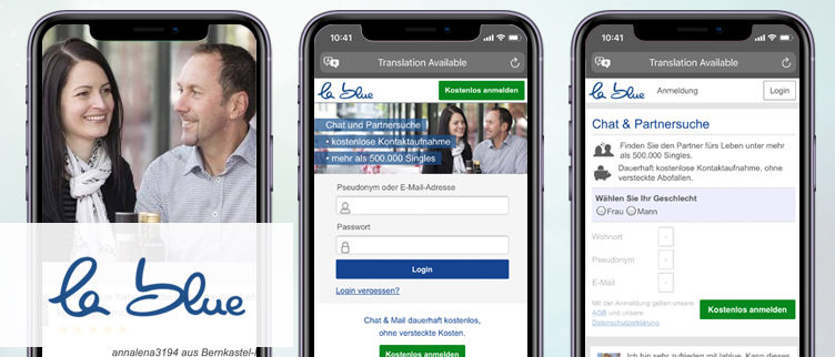Screenshots Lablue app